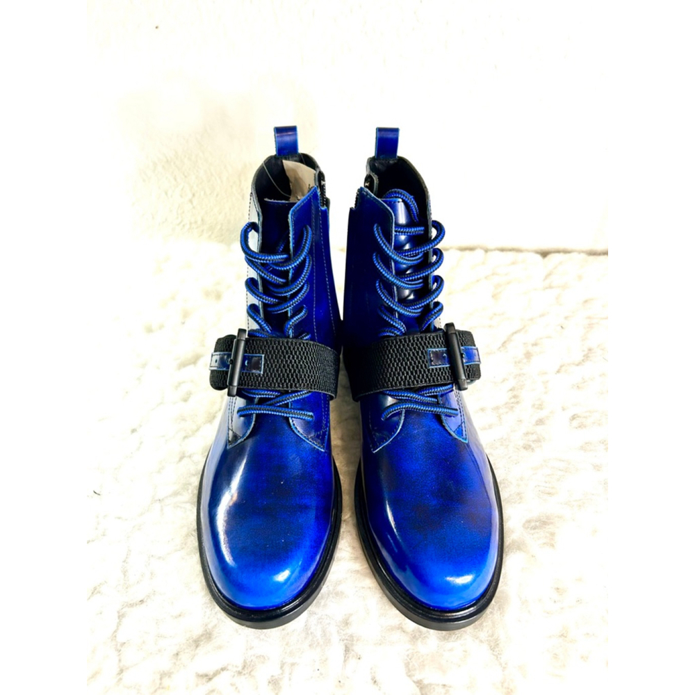 NWOB Cecelia New York Hayden Cobalt Blue Leather Ankle Boots Women Size 5.5M